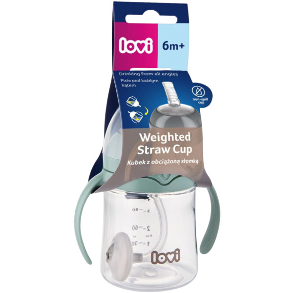 Фото - Поїльник-непроливайка дитячий Lovi з трубочкою та обтяжувачем 150 мл - зелена (35/364)