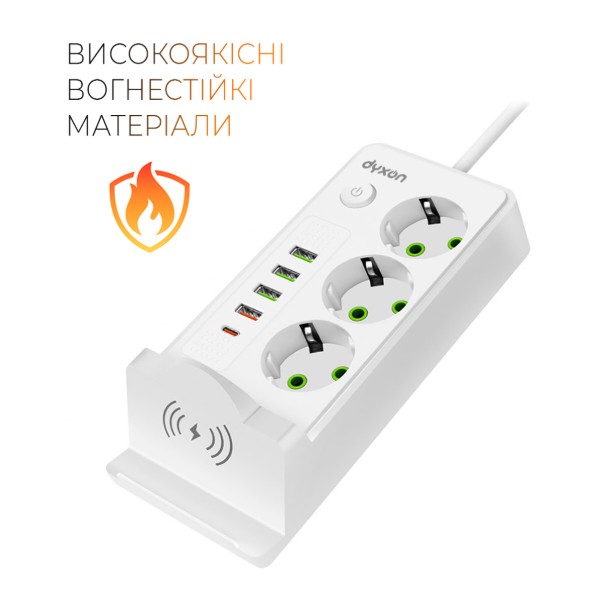 Фото - Мережевий фільтр Dyxon QL-1080 Magnetic 2 м 3 р 4 USB-A 1 USB-C (PD) White (DXN-QL1080-2M-W)