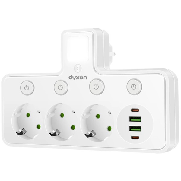 Фото - Мережевий фільтр Dyxon QL-1138U 3 р +LED-нічник White (DXN-QL1138U-FL-W)
