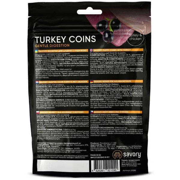 Фото - Лакомство для собак Savory Puppy Coins With Turkey 100 г (4820261921090)