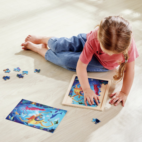 Фото - Пазлы (5-7 лет) Hape Океан с раскраской (E1643)