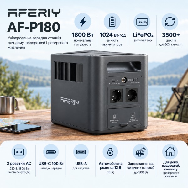 Фото - Зарядна станція універсальна AFERIY AF-P180 (1800W, 1024Wh)