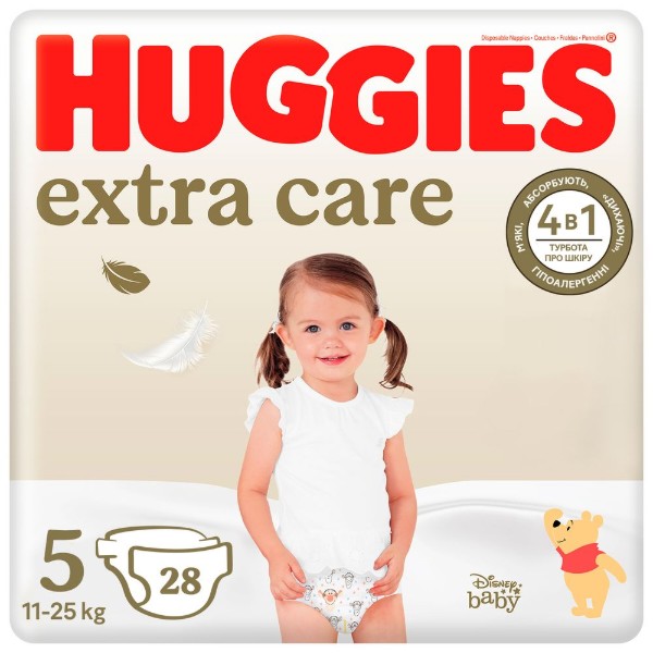 Фото - Одноразові підгузки Huggies Extra Care Size Розмір 5 (11-25 кг), 28 шт. (5029053583150)