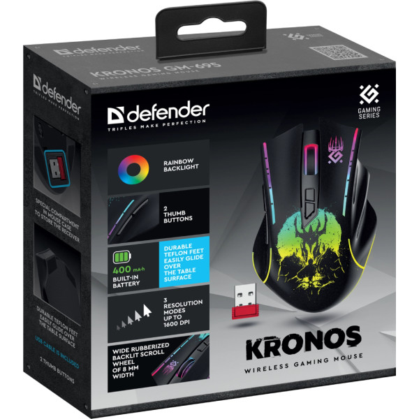 Фото - Миша бездротова ігрова Defender Kronos GM-695 Black (52695)