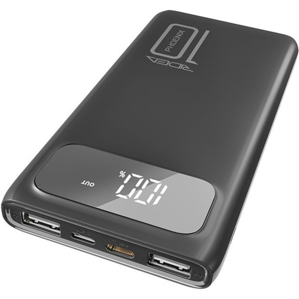 Фото - Батарея мобільна Ridea Phoenix10 10W digital display + lamp 10000 mAh Black (RP-D10L)