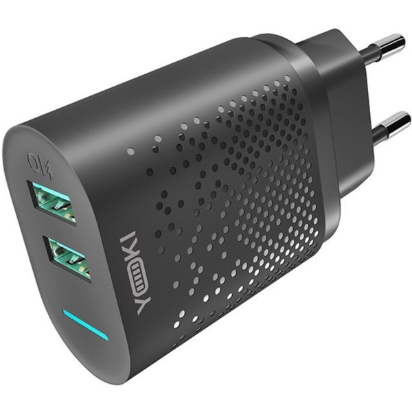 Фото - Мережевий зарядний пристрій YOKI Led Series 12W Black (YK-2.4Dual)