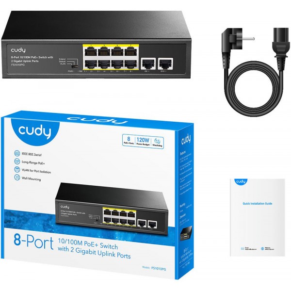 Фото - Коммутатор локальної мережі (Switch) Cudy FS1010PG