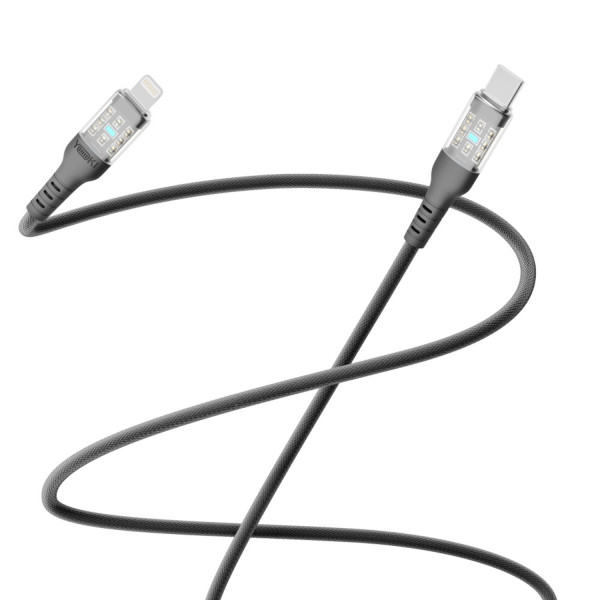 Фото - Кабель синхронізації даних YOKI CYBER Type-C to Lightning 30W 1.2m Black (YK-CY23)