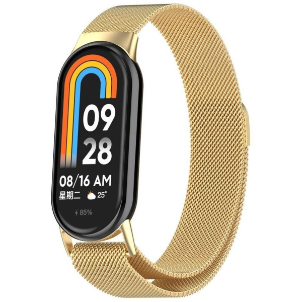 Фото - Ремінець для фітнес-браслету BeCover Milanese Style for Xiaomi Mi Smart Band 8 / 9 / 10 Gold (714603)