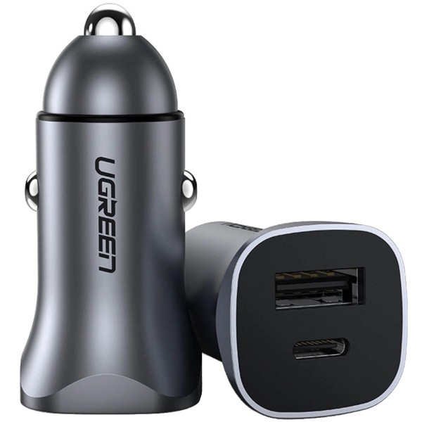 Фото - Автомобильное зарядное устройство UGREEN 2xUSB 30W USB-A + USB-C QC 4.0 EC305 (25845)