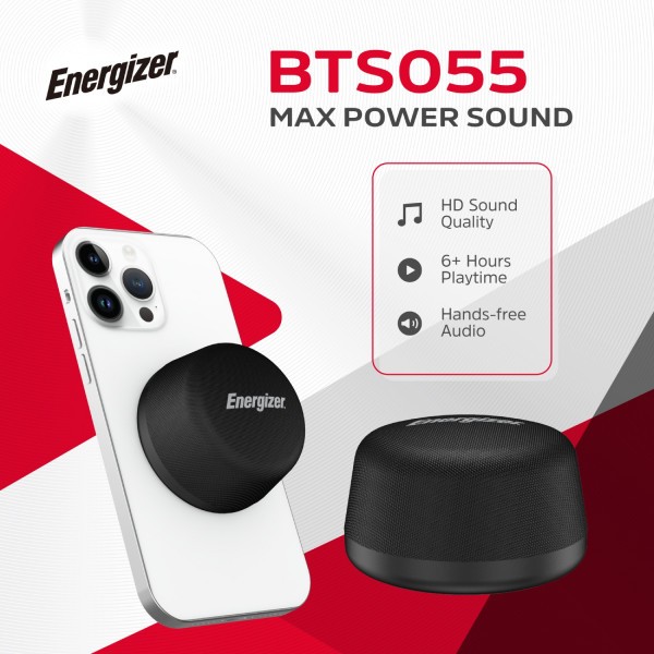 Фото - Портативна акустика Energizer Bluetooth 5.3 5W + Wireless bypass Charging магнітна зарядка 10W Black (BTS055)