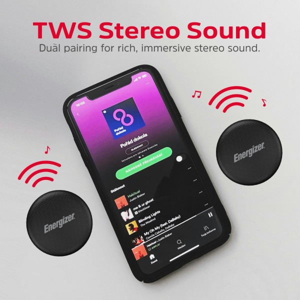 Фото - Портативна акустика Energizer Bluetooth 5.3 5W + Wireless bypass Charging магнітна зарядка 10W Black (BTS055)