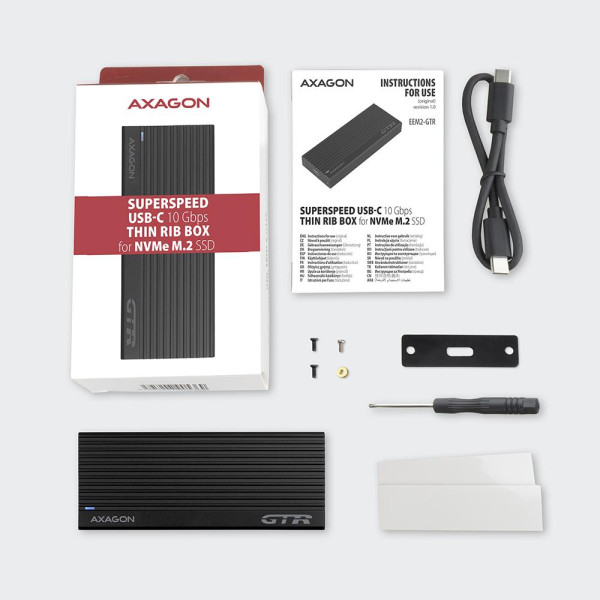 Фото - Зовнішня кишеня AXAGON SuperSpeed+ USB-C - NVMe M.2 THIN RIB box (EEM2-GTR)