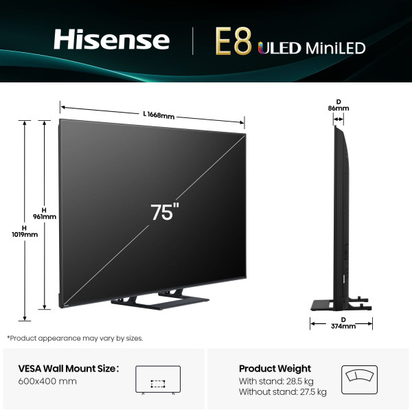 Фото - Телевізор Hisense 75E8Q