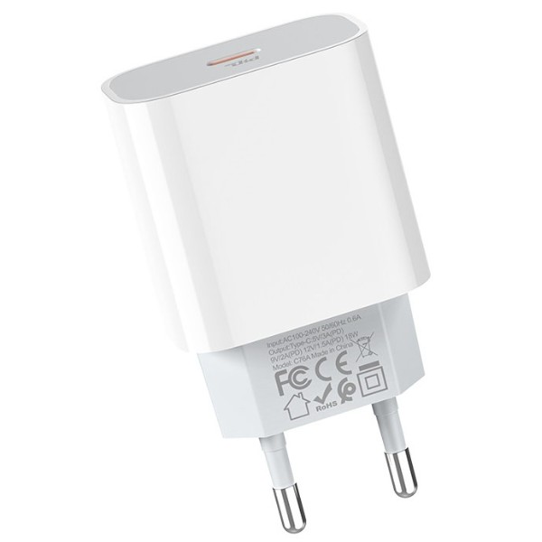 Фото - Сетевое зарядное устройство HOCO C76A Plus Speed source PD20W charger White (6931474746917)