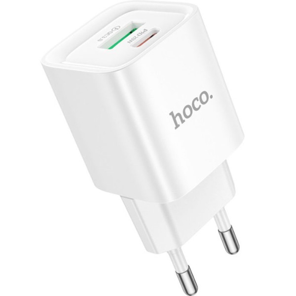 Фото - Сетевое зарядное устройство HOCO C147A Charm PD20W+QC3.0 charger (EU) White (6942007630276)