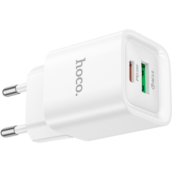 Фото - Сетевое зарядное устройство HOCO C147A Charm PD20W+QC3.0 charger (EU) White (6942007630276)