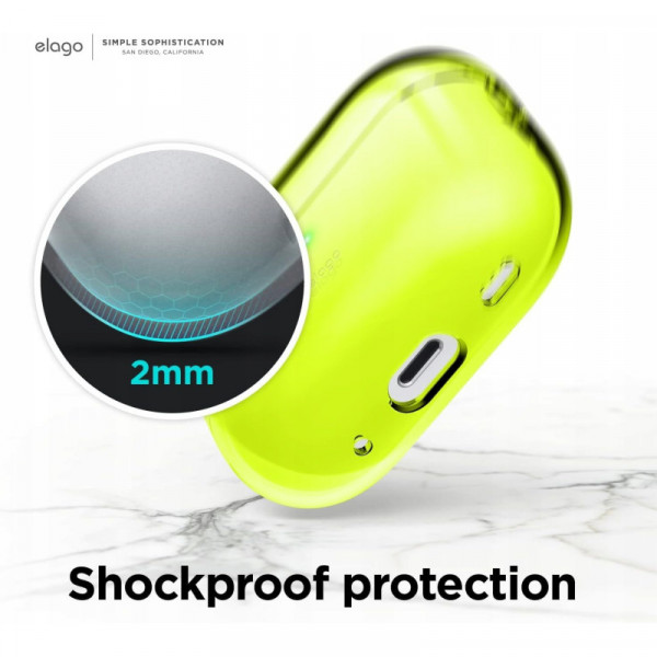 Фото - Чохол для навушників Elago Clear Hang Case Neon Yellow for Airpods Pro 2nd Gen (EAPP2CL-HANG-NYE)