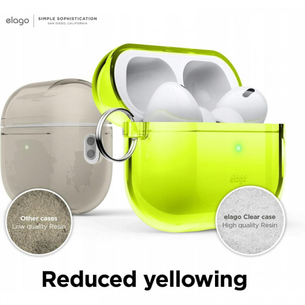 Фото - Чохол для навушників Elago Clear Hang Case Neon Yellow for Airpods Pro 2nd Gen (EAPP2CL-HANG-NYE)