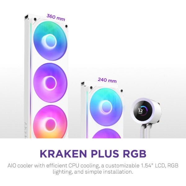 Фото - Водяна система охолодження NZXT Kraken Plus White (RL-KR360-W2)