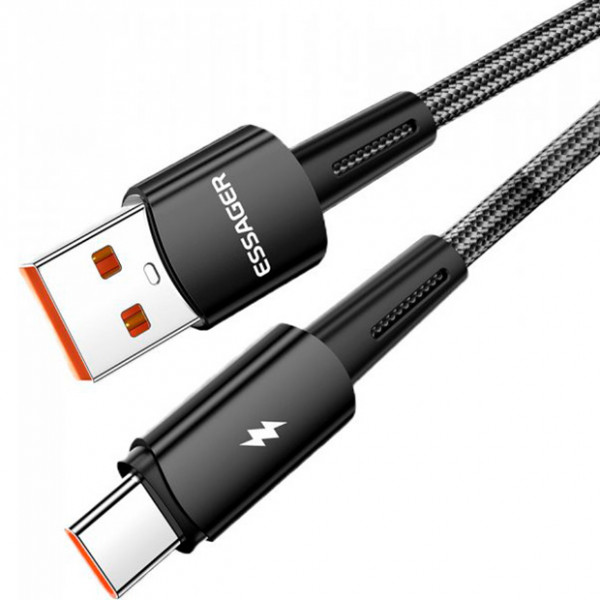 Фото - Кабель синхронізації даних Essager Sunset USB A to Type C 120W USB Charging Cable 1m  Black (EXC120-CG01-P)