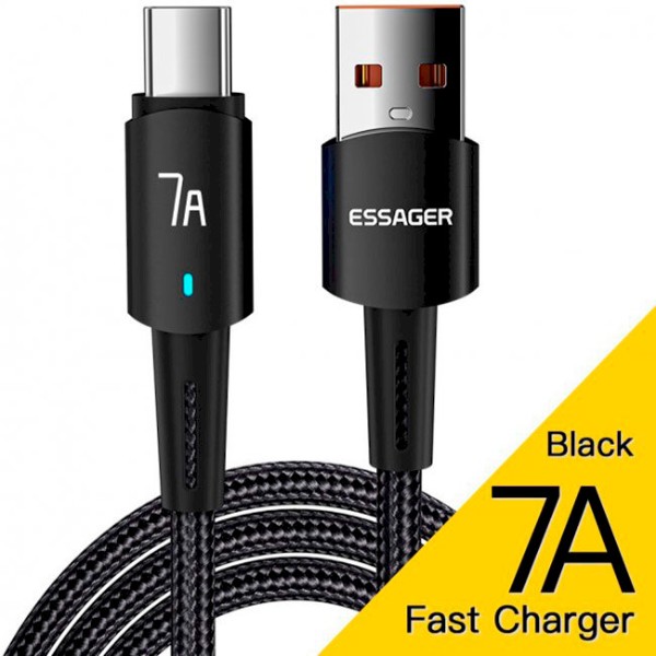 Фото - Кабель Essager Sunset Type-C 7A USB charging and data  Fully compatible cable 2m Black (EXC7A-CGA01-P)