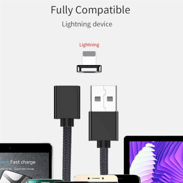 Фото - Кабель Essager Magic Power Magnetic USB Cable Lightning Black (EXCCXL-ML01)
