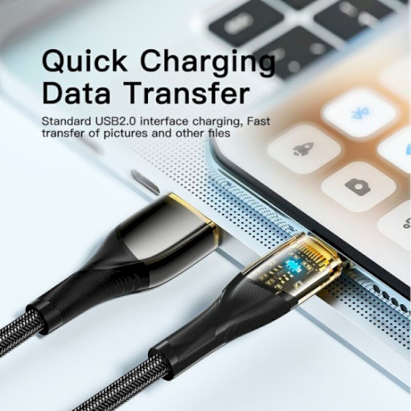 Фото - Кабель Essager Interstellar Transparent Design USB Charging Cable USB A to Type C 7A 1m Blue (EXCT-XJ03-P)