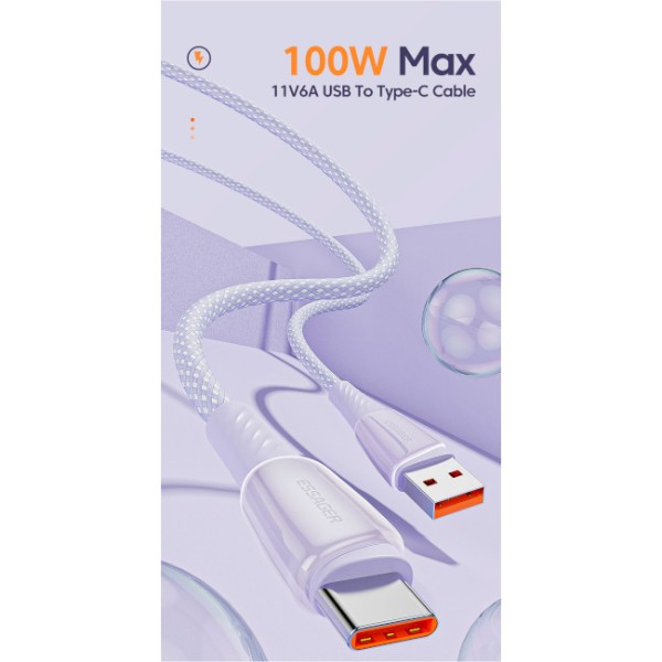 Фото - Кабель Essager Rainbow USB A to Type-C 100W Fast Charging USB Cable 3m White (EXCT1-CHC02)