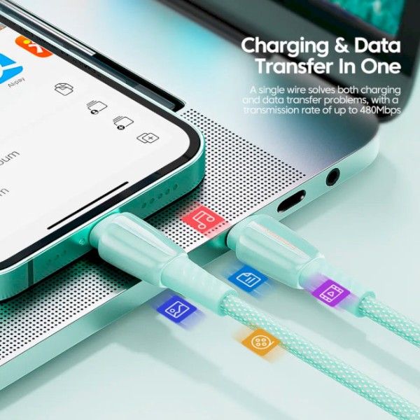 Фото - Кабель Essager Rainbow USB A to Type-C 100W Fast Charging USB Cable 3m White (EXCT1-CHC02)