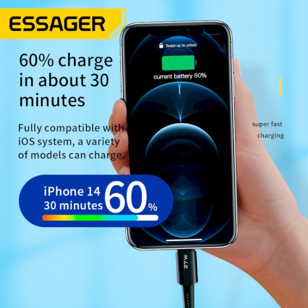 Фото - Кабель Essager Sunset Type-C to Lightning 20W USB Charging Cable 2m Black (EXCTL-CGA01)