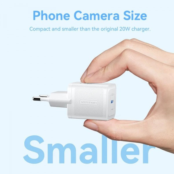 Фото - Сетевое зарядное устройство Vention 20W PD 1xUSB-C White (FEPW0-EU)