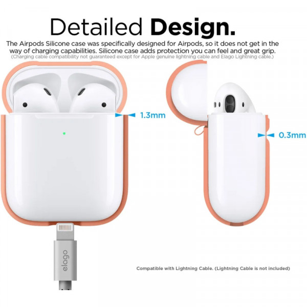 Фото - Чохол для навушників Elago A2 Silicone Case Peach for Airpods with Wireless Charging Case (EAP2SC-PE)