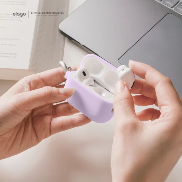 Фото - Чохол для навушників Elago Silicone Hang Case Lavender for Airpods Pro 2nd Gen (EAPP2CSC-ORHA-LV)