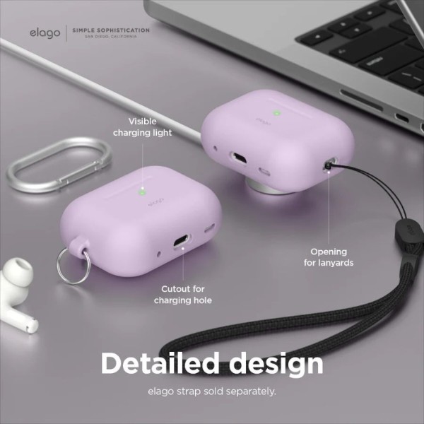 Фото - Чохол для навушників Elago Silicone Hang Case Lavender for Airpods Pro 2nd Gen (EAPP2CSC-ORHA-LV)