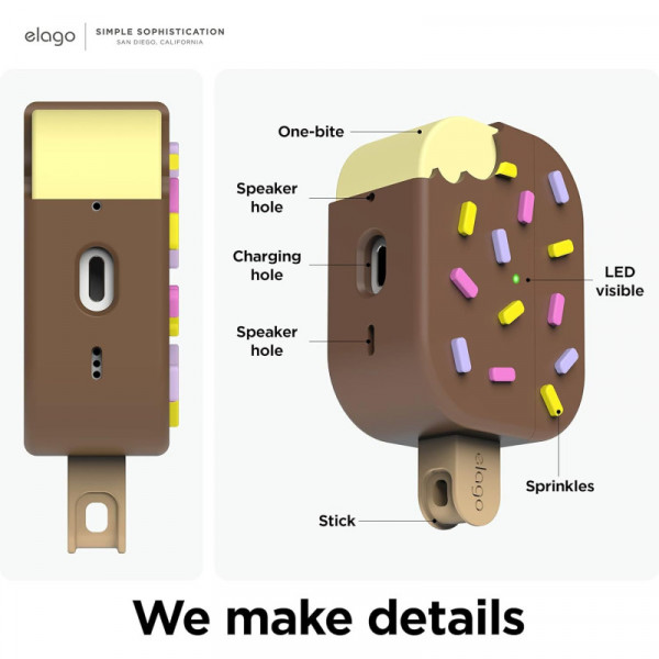 Фото - Чохол для навушників Elago Ice Cream Case Dark Brown for Airpods Pro 2nd Gen (EAPP2-ICE-DBR)