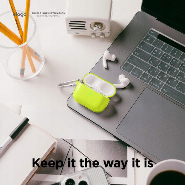 Фото - Чохол для навушників Elago Clear Hang Case Neon Yellow for Airpods Pro 2nd Gen (EAPP2CL-HANG-NYE)