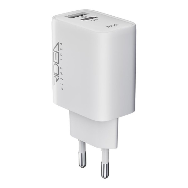 Фото - Сетевое зарядное устройство Ridea Turbo 1USB/1USB-C QC/PD 30W White (RW-30120)