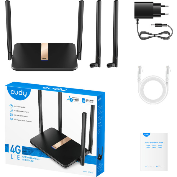 Фото - Маршрутизатор интернет WiFi5+4G Cudy LT500D