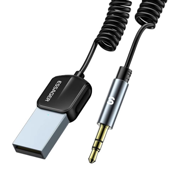 Фото - Бездротовий адаптер автомобільний Essager Lingfeng Bluetooth 5.0 Aux Adapter Car Wireless Receiver USB to 3.5mm (EBT-LF01-P)