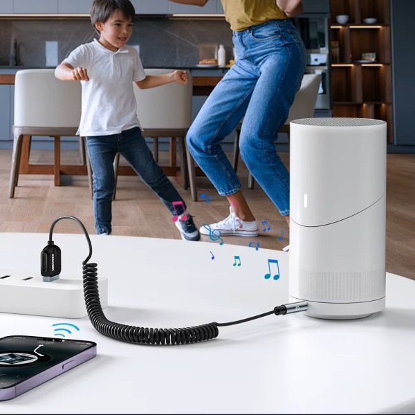 Фото - Бездротовий адаптер автомобільний Essager Lingfeng Bluetooth 5.0 Aux Adapter Car Wireless Receiver USB to 3.5mm (EBT-LF01-P)