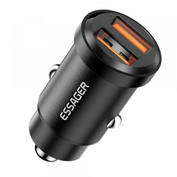 Фото - Автомобильное зарядное устройство Essager Gyroscope Mini Charger USB-A + USB-A 30W Black (ECC2A-TL01)