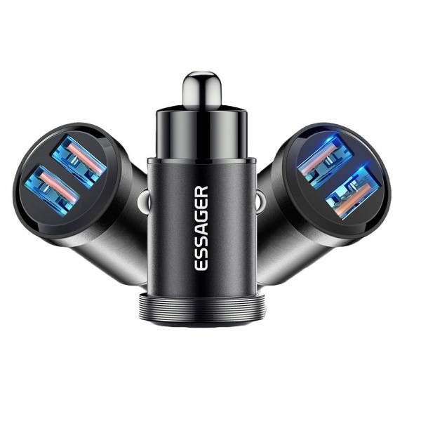 Фото - Автомобильное зарядное устройство Essager Gyroscope Mini Charger USB-A + USB-A 30W Black (ECC2A-TL01)