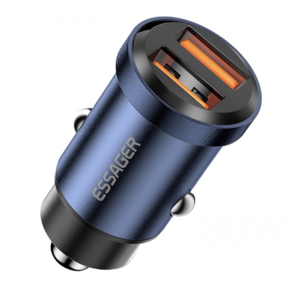 Фото - Автомобильное зарядное устройство Essager Gyroscope Mini Charger USB-A + USB-A 30W Blue (ECC2A-TL03)