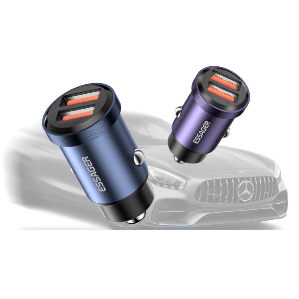 Фото - Автомобильное зарядное устройство Essager Gyroscope Mini Charger USB-A + USB-A 30W Blue (ECC2A-TL03)