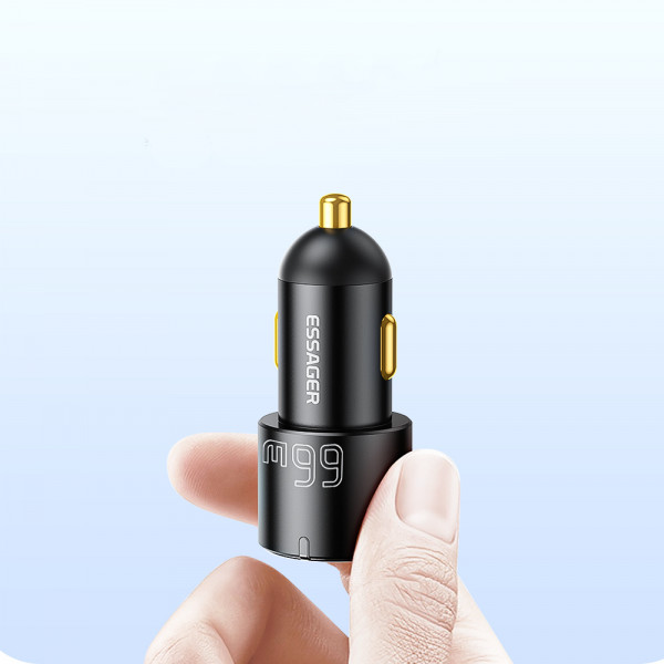 Фото - Автомобільний зарядний пристрій Essager City Dual Type-C Car Charger 66W Black (ECC2C-FF01)
