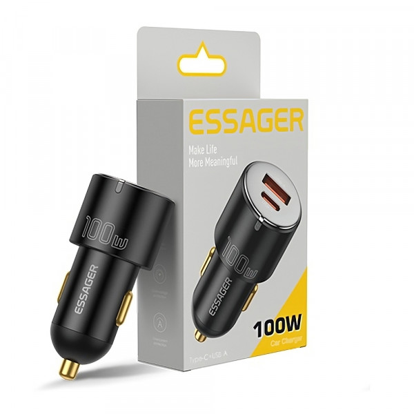 Фото - Автомобільний зарядний пристрій Essager Optimus Prime High Power Car Charger A+C 100W Black (ECCAC-QTZ01)
