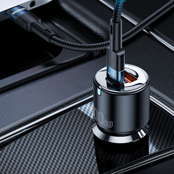 Фото - Автомобільний зарядний пристрій Essager Optimus Prime High Power Car Charger A+C 100W Black (ECCAC-QTZ01)