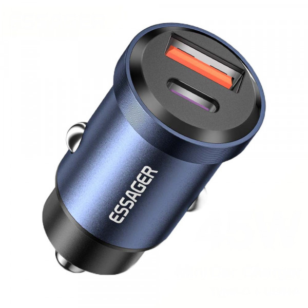 Фото - Автомобільний зарядний пристрій Essager Gyroscope Mini 45W Car Charger USB-A + Type-C Blue (ECCAC45-TL03-Z)