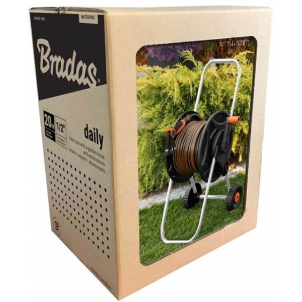 Фото - Тележка для шланга BRADAS BLACK LINE з пістолетом, зрошувачем та арматурою 1/2" 20 м (ECO-AG26020SET2)